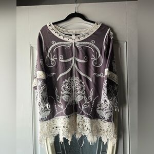 Est. 1946 Elegant Lace Embroidered Women's Top - Large